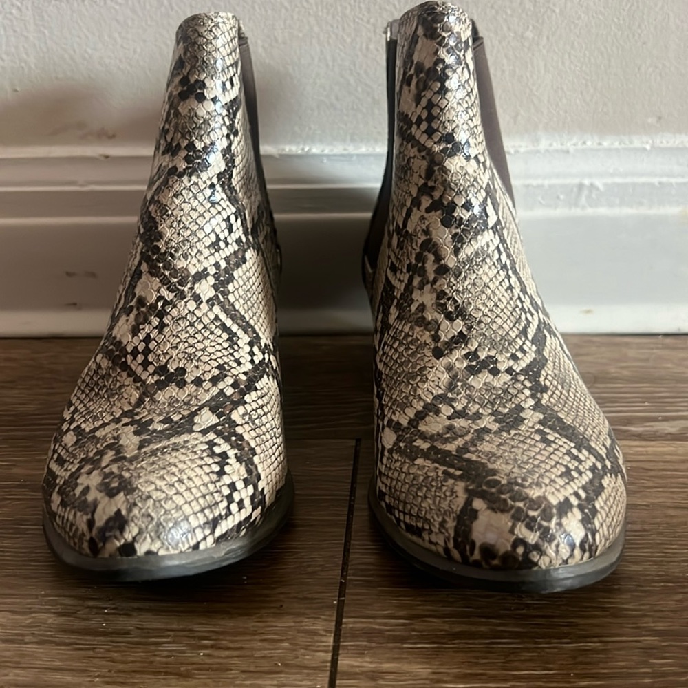 Snake skin ankle boots